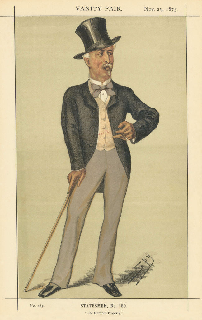 VANITY FAIR SPY CARTOON Sir Richard Wallace 'The Hertford Property' Herts 1873